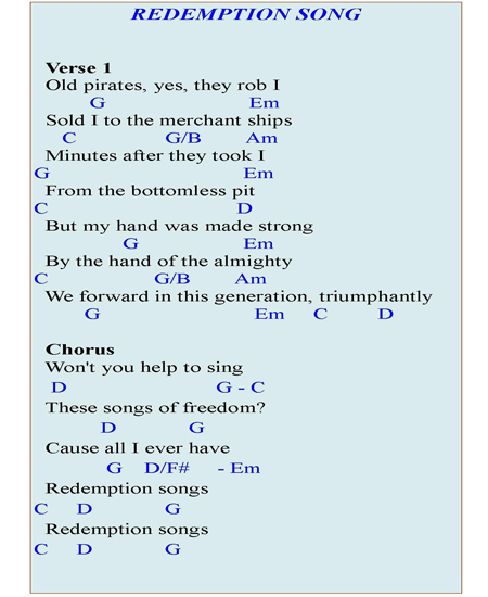 Redemption Song Piano Chords -Learn to Play it on the Piano.